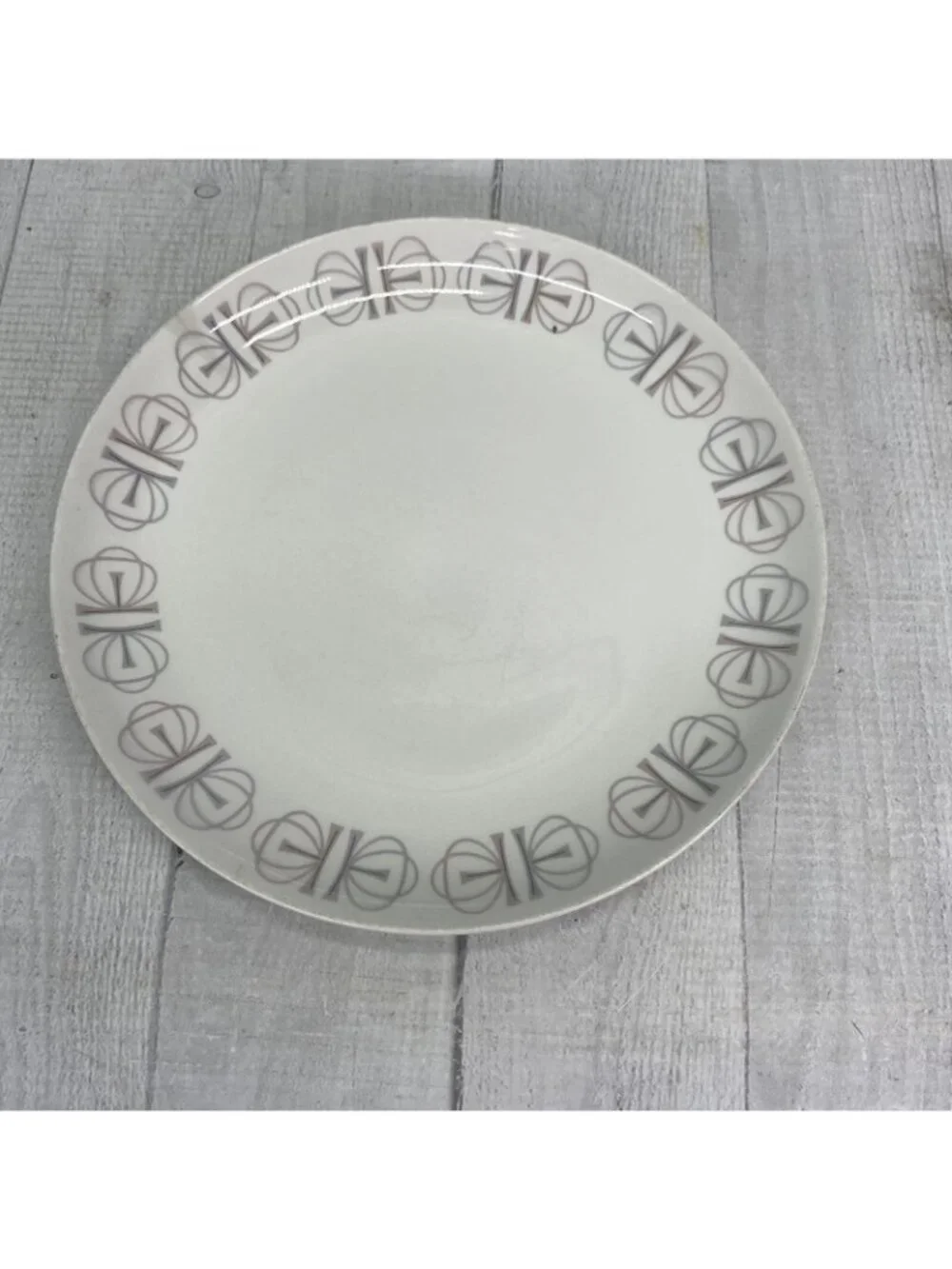 60's Franciscan MERRY-GO-ROUND Japan Gray Pink Border China Salad Plates Set 4